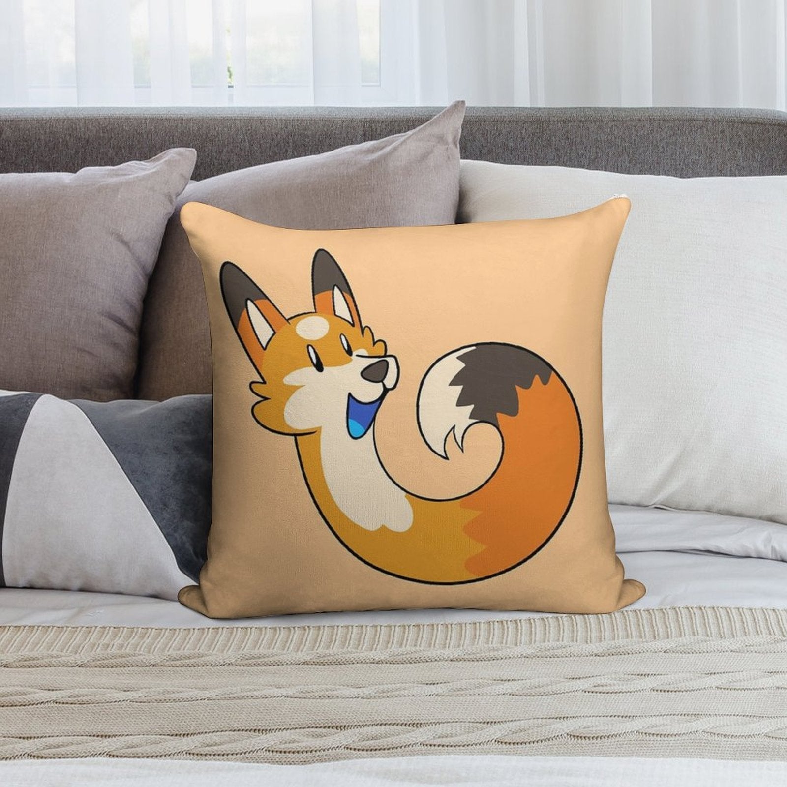 Orange Pipefox - Pip Soft Anti-Pilling Throw Pillow