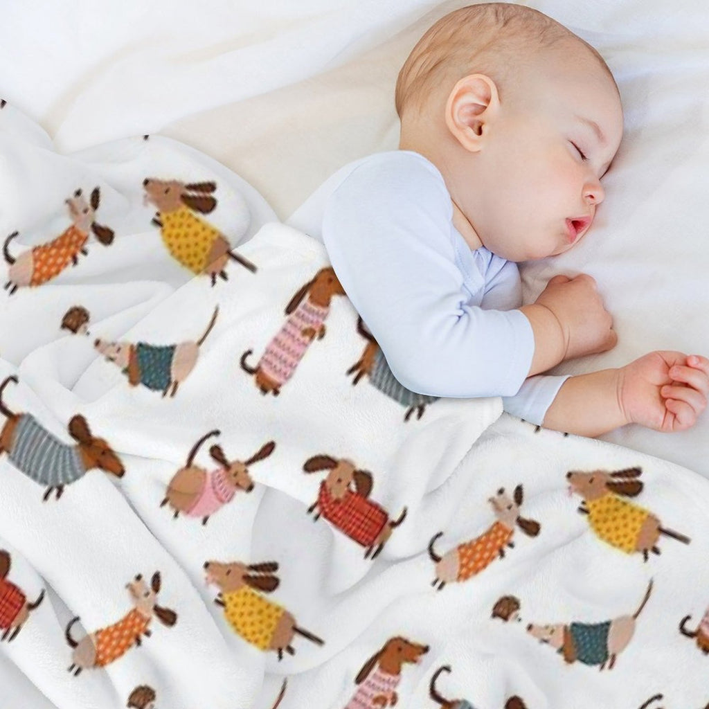 Cute Dachshunds in Winter Sweaters Multi-functional Throw Blanket