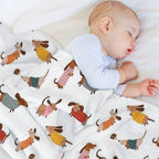 Cute Dachshunds in Winter Sweaters Multi-functional Throw Blanket