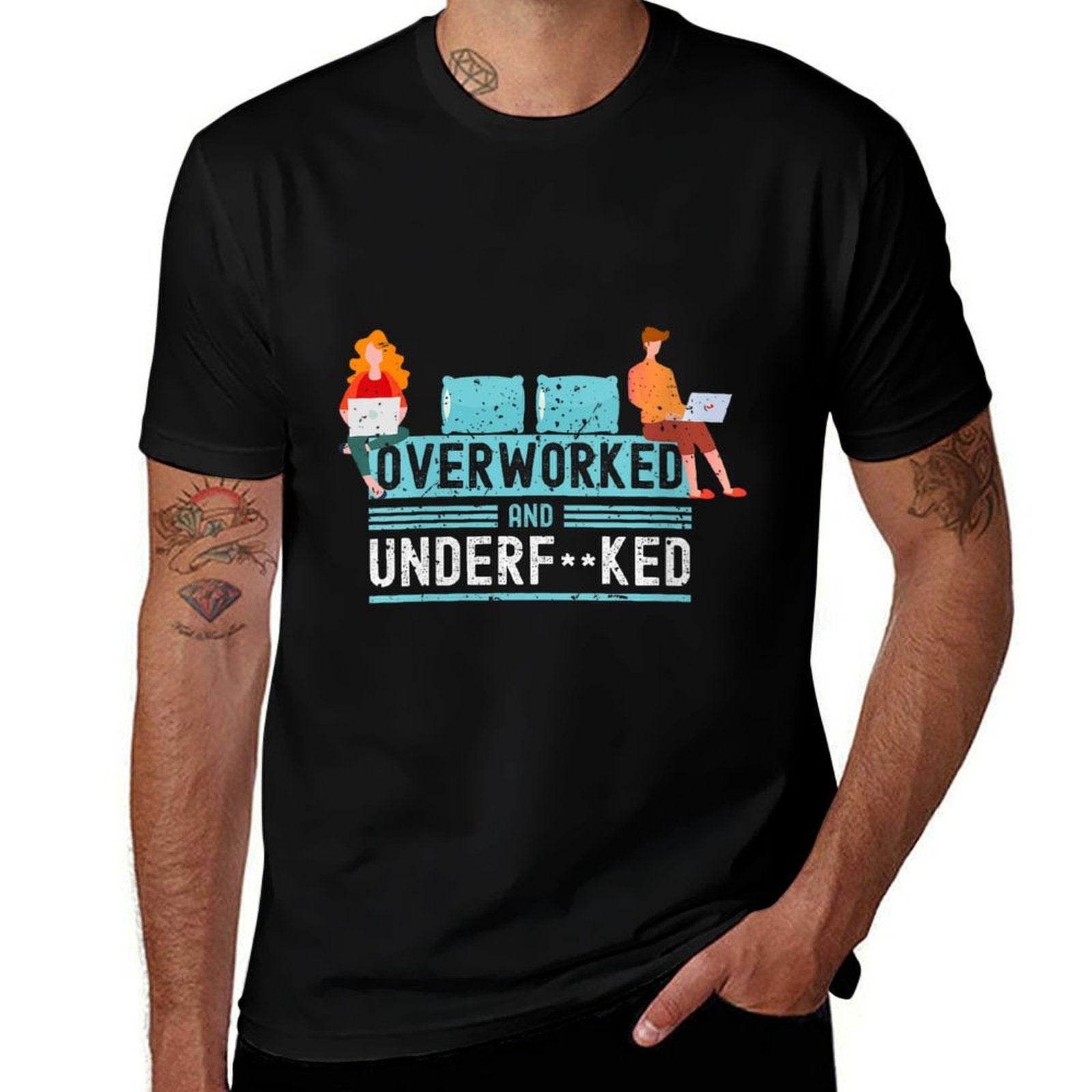Womens Overworked And Underfucked Sarcastic Saying Funny Meme  Breathable T-Shirt