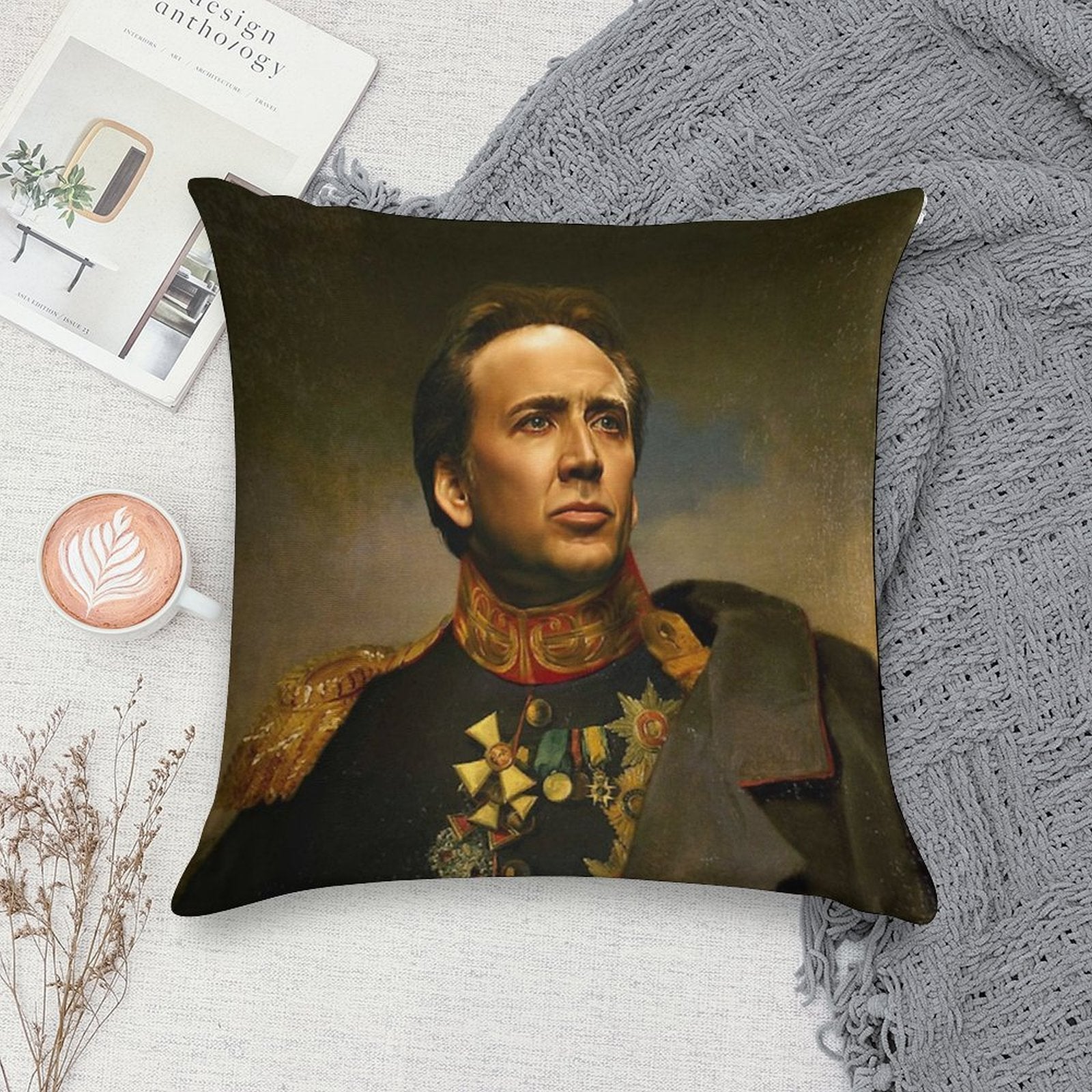 Nicolas Cage Soft Short Plush Fabric Throw Pillow
