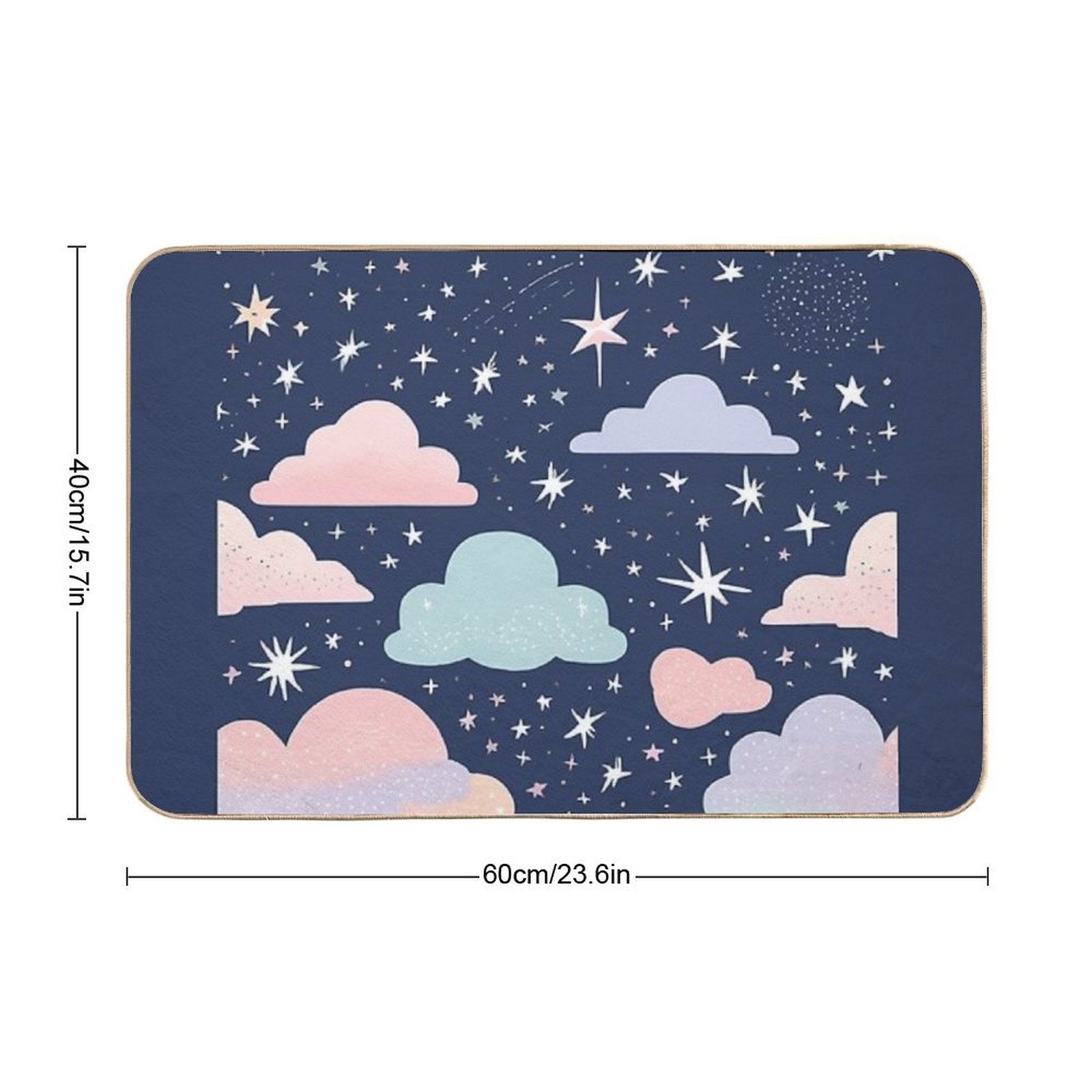 Cute Pastel Clouds Sparkly Night Sky  Slip-Resistant Bath Mat