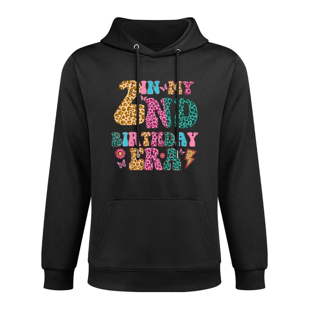 Kids In My 2nd Birthday Era Leopard 2 Year Old Bday Girls Kids Colorfast Hoodie