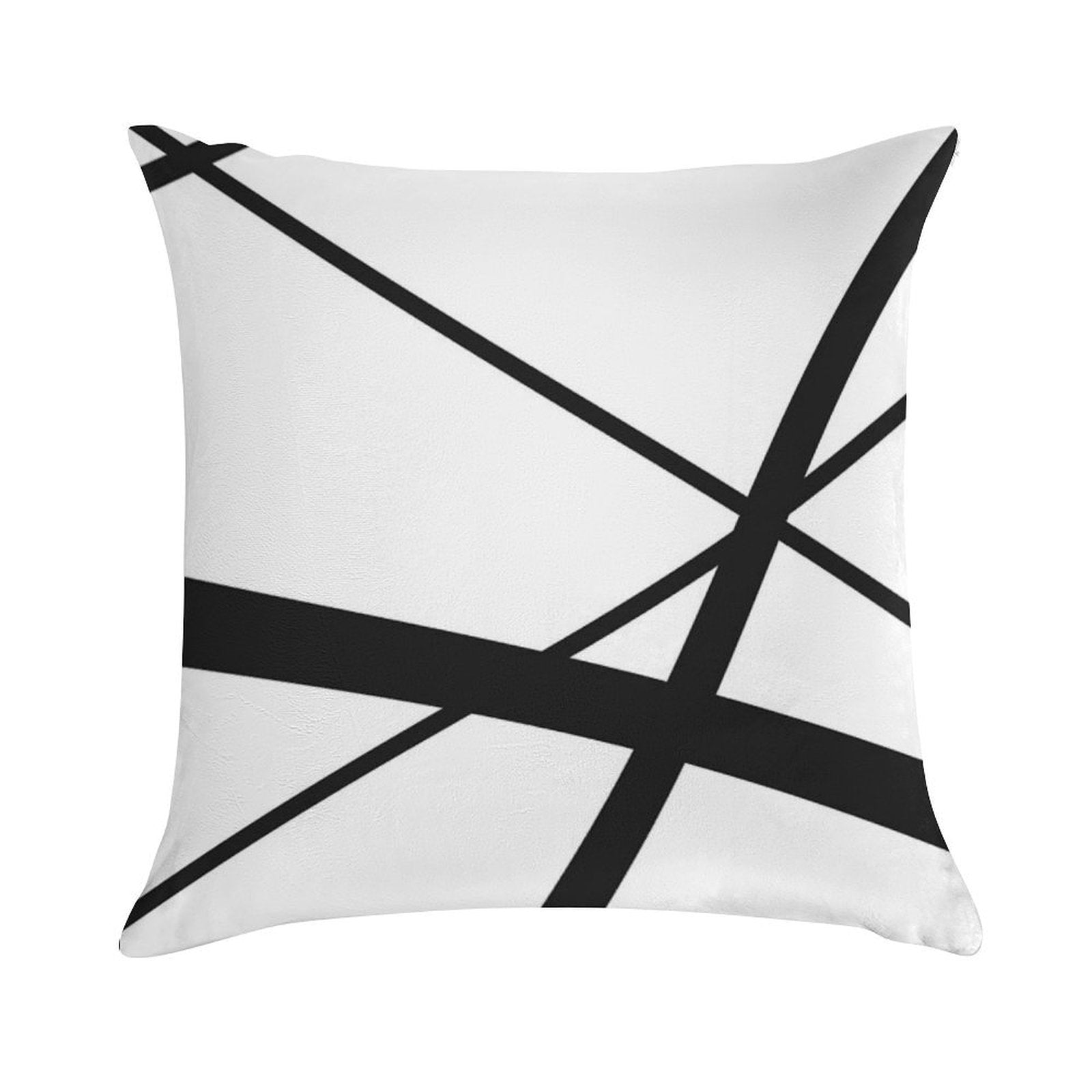Black And White Geometric Lines Soft Anti-Pilling Throw Pillow