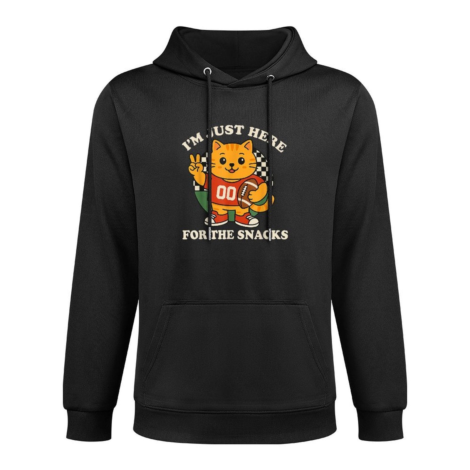 Im Just Here for The Snacks Football Sports Meme Cat Men Women Kids Medium-Weight Fabric Hoodie
