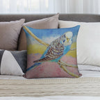 Sky Blue Budgie Soft Fade-Resistant Throw Pillow