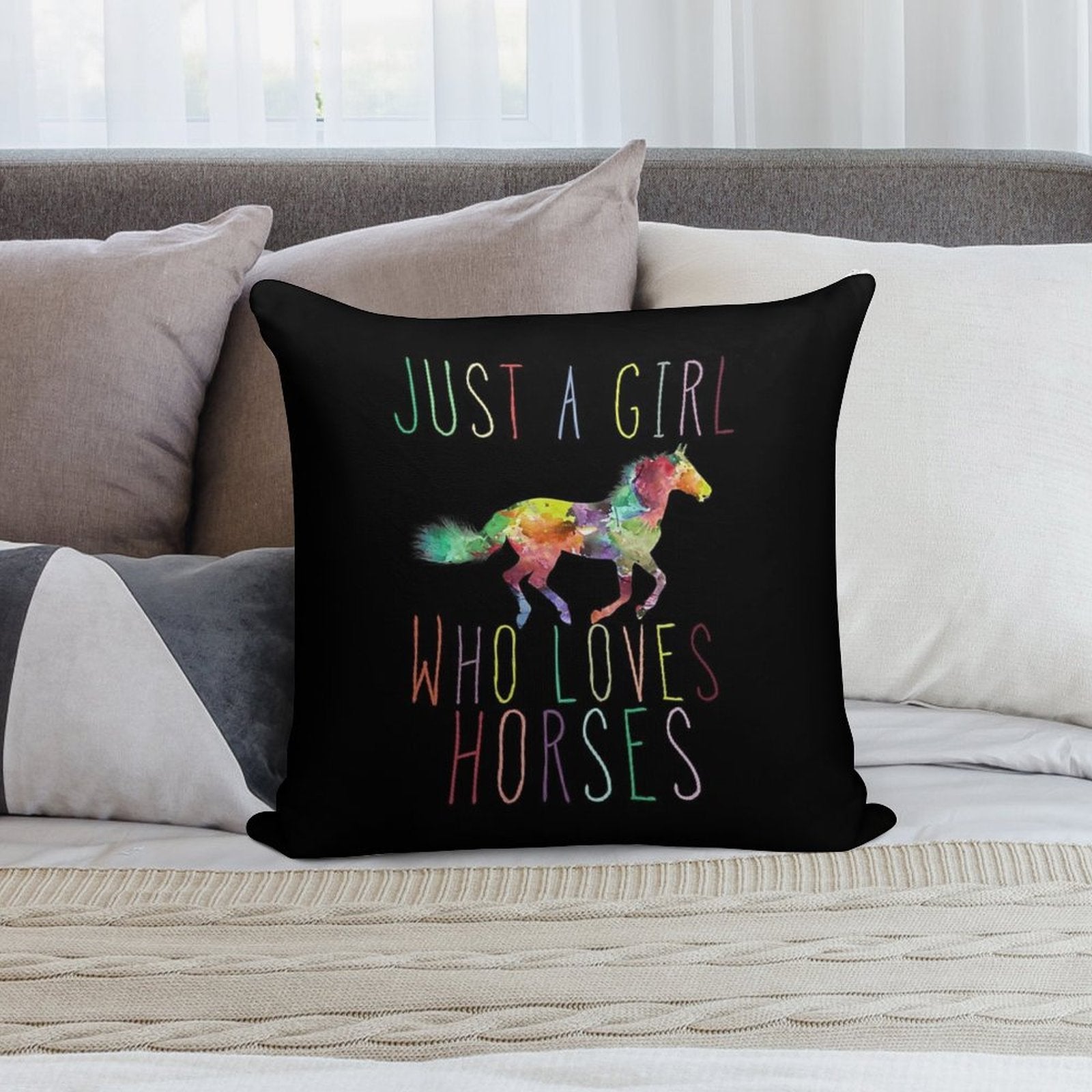 Just A Girl Who Loves Horses Soft Ultra-Soft Texture Throw Pillow