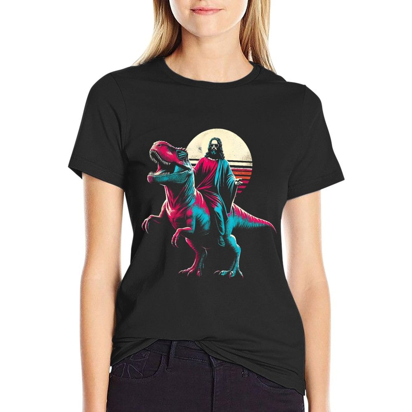 Jesus T-Rex - Funny Christian Religious Dinosaurs Dino Lover  Slim-fit Cut T-Shirt