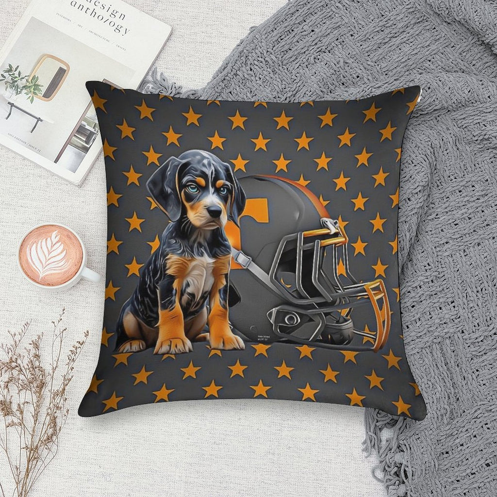 Tennessee Bluetick - Orange Stars Soft Easy Maintenance Throw Pillow