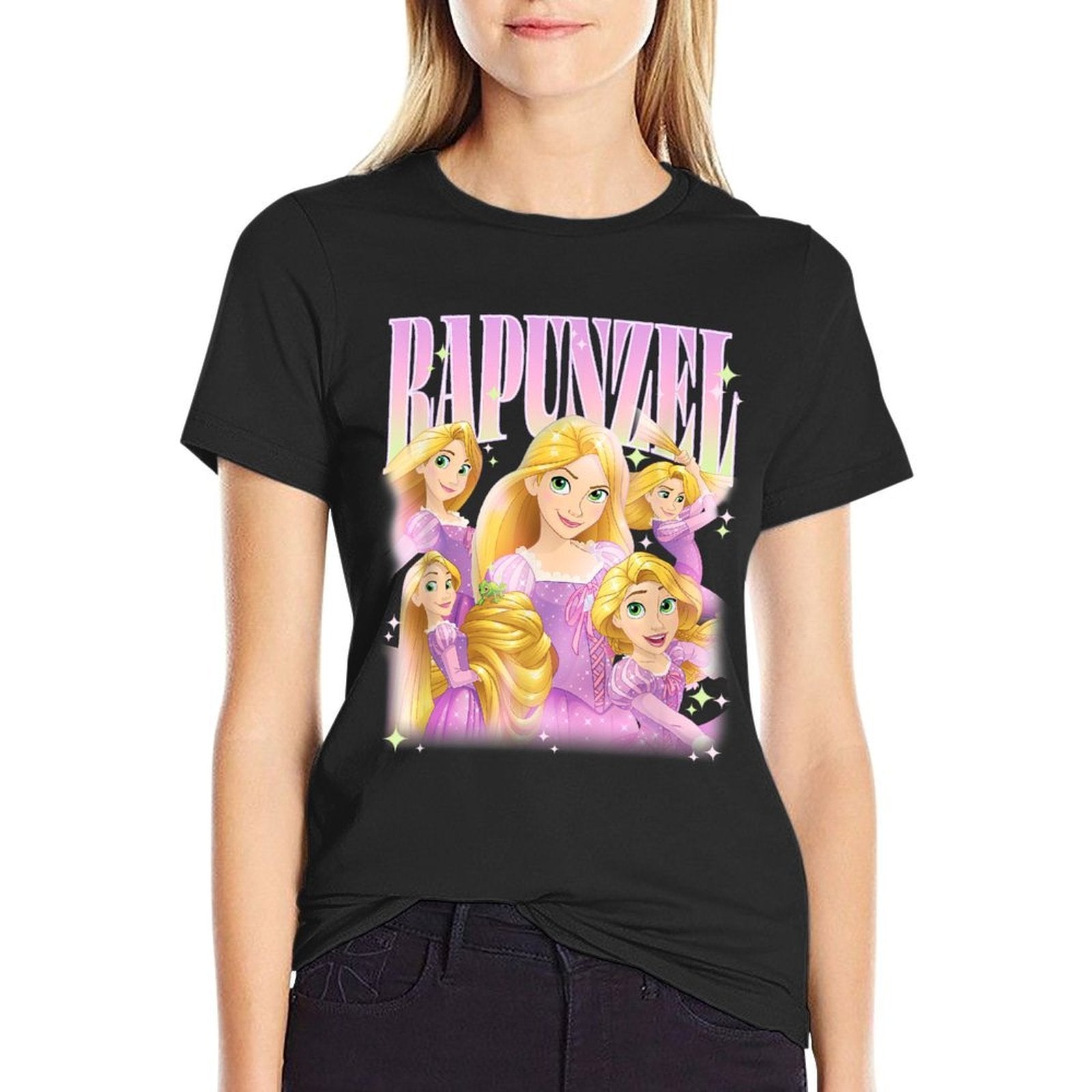 Disney Tangled Princess Rapunzel Multi Pose  Trendy Pattern T-Shirt