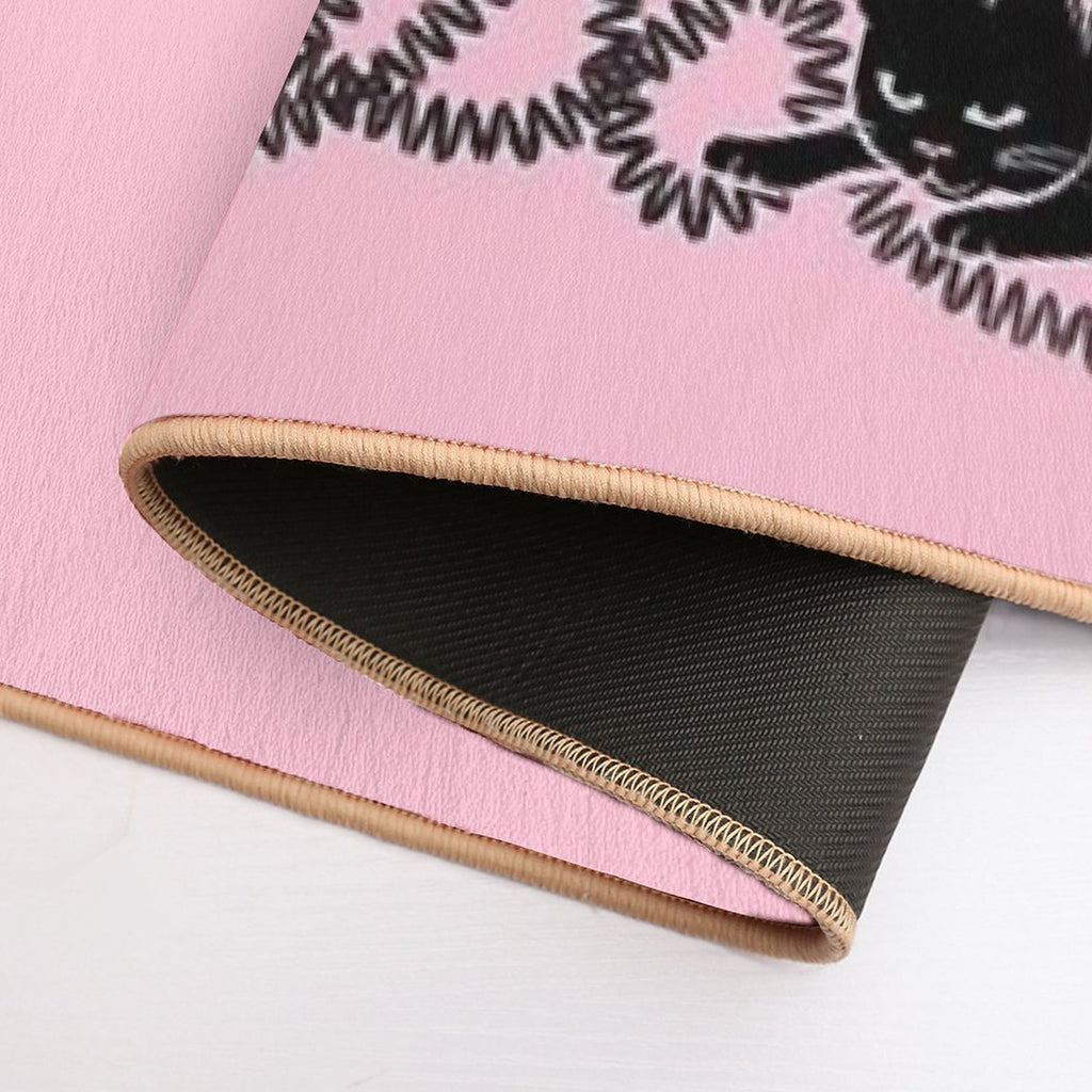 Unravel (Black Cat on Pink)  Multi-Purpose Bath Mat