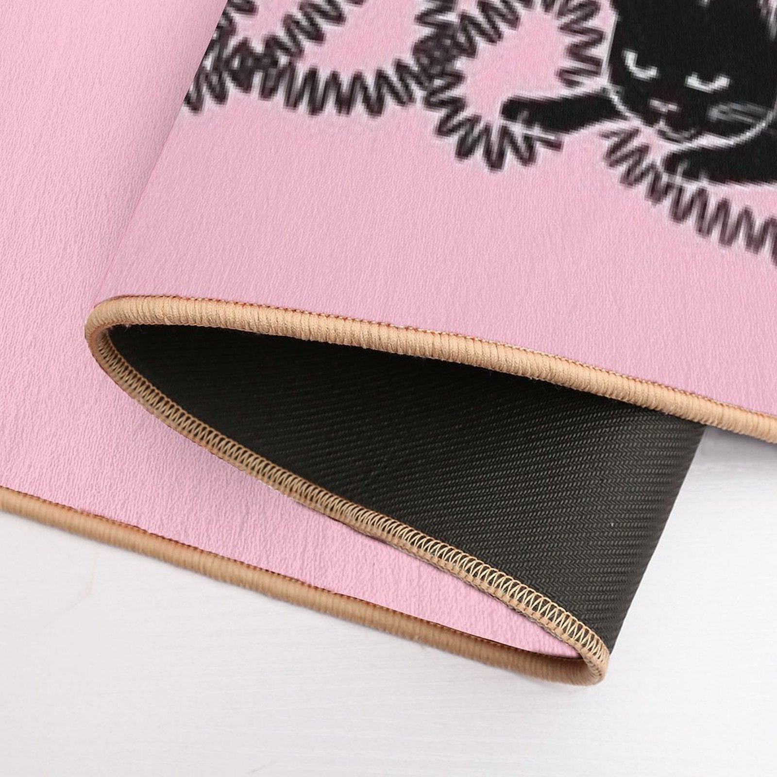 Unravel (Black Cat on Pink)  Multi-Purpose Bath Mat