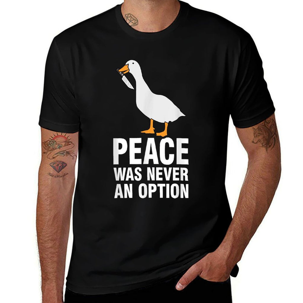 Peace Was Never An Option - Geese Meme  Rolled Sleeves T-Shirt
