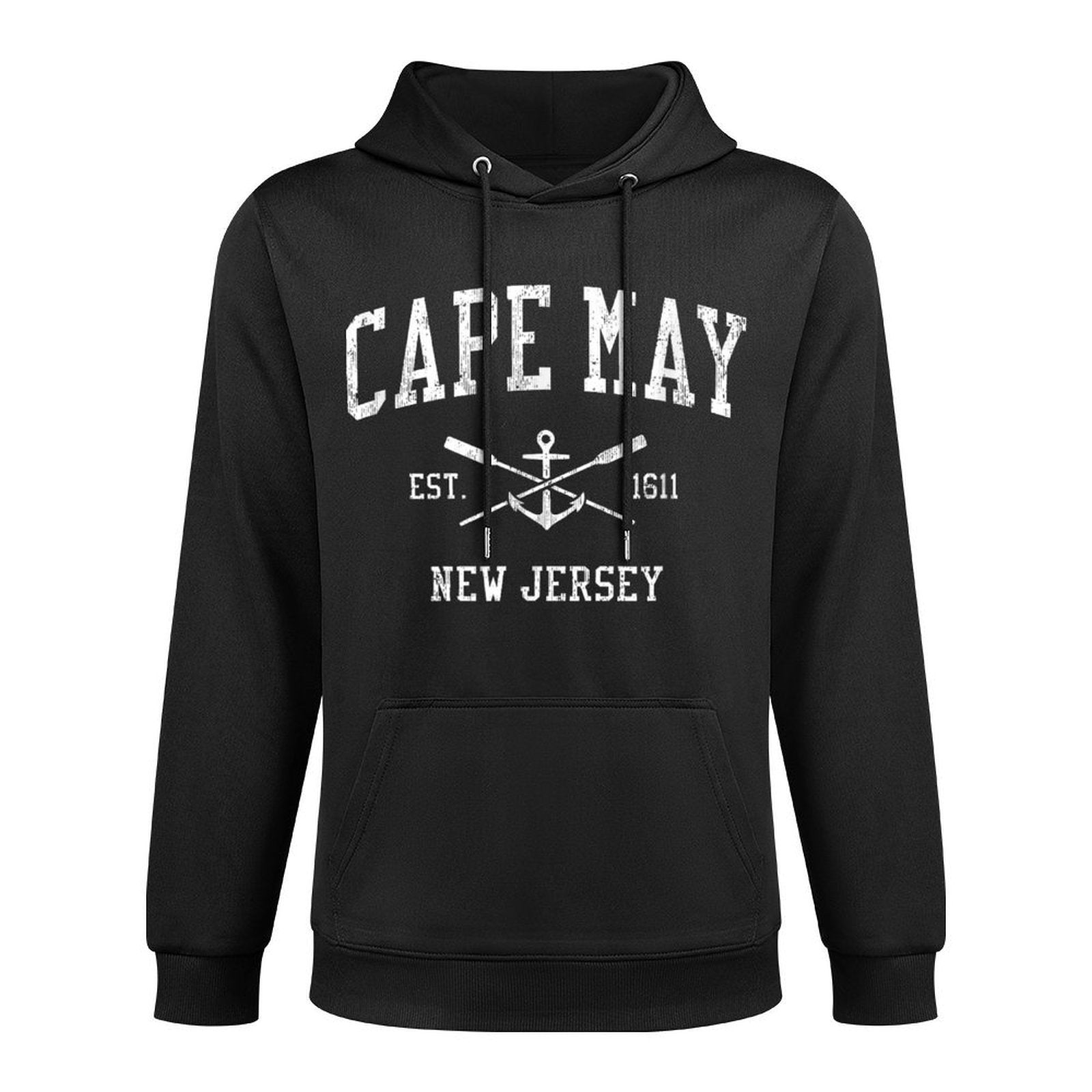 Cape May NJ Vintage Crossed Oars  Boat Anchor Sports Shape Retention Hoodie