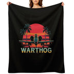 A-10 Warthog – Retro Jet Fighter Sunset Art Eco-conscious Throw Blanket