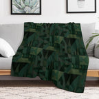 Dark Green Geometric Pattern Design Done in Oil Pastel Anti-pilling Throw Blanket