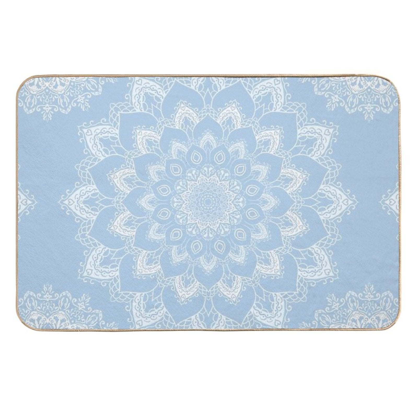 Bohemian Baby Blue Mandala  Easy Maintenance Bath Mat