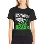 Go Touch Grass Funny Joke Meme Outside Touch Grass  Rolled Sleeves T-Shirt