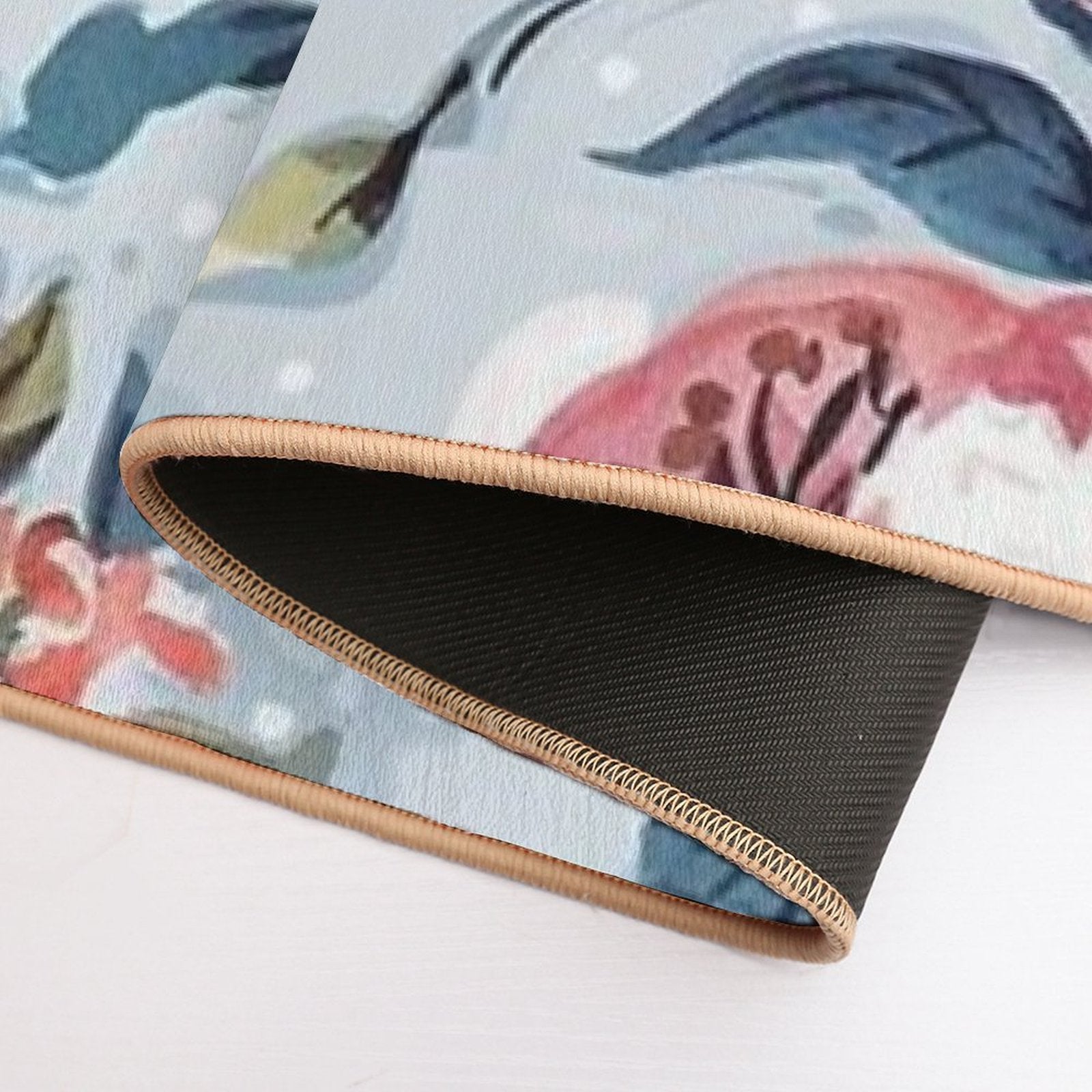 Watercolor Lavender Floral Seamless Design  Easy Maintenance Bath Mat