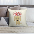 Longhaired Cream Dachshund with Hearts Soft Durable Construction Throw Pillow