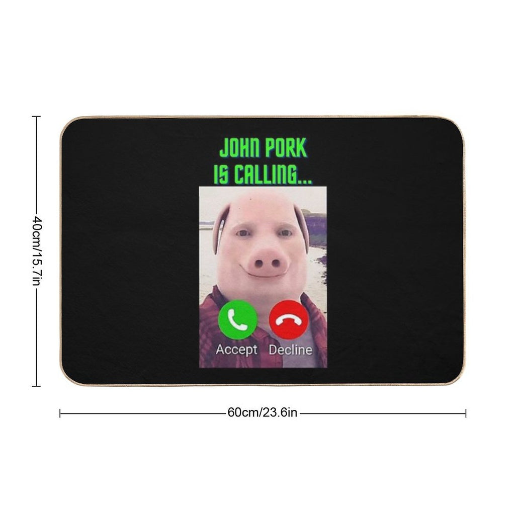 John Pork Is Calling  Non-Slip Bath Mat
