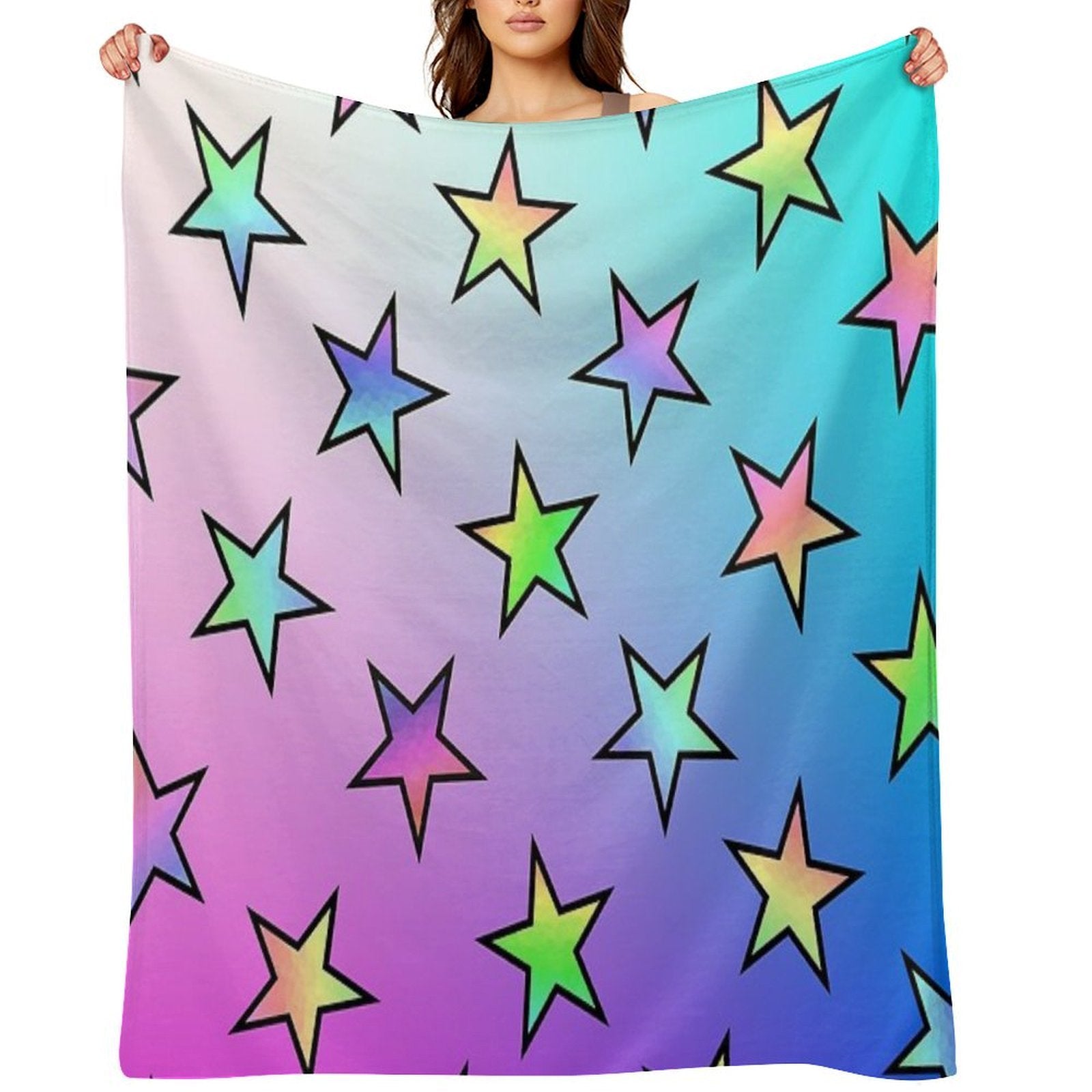 Colorful Star Shapes Pattern- Velvety-soft Throw Blanket