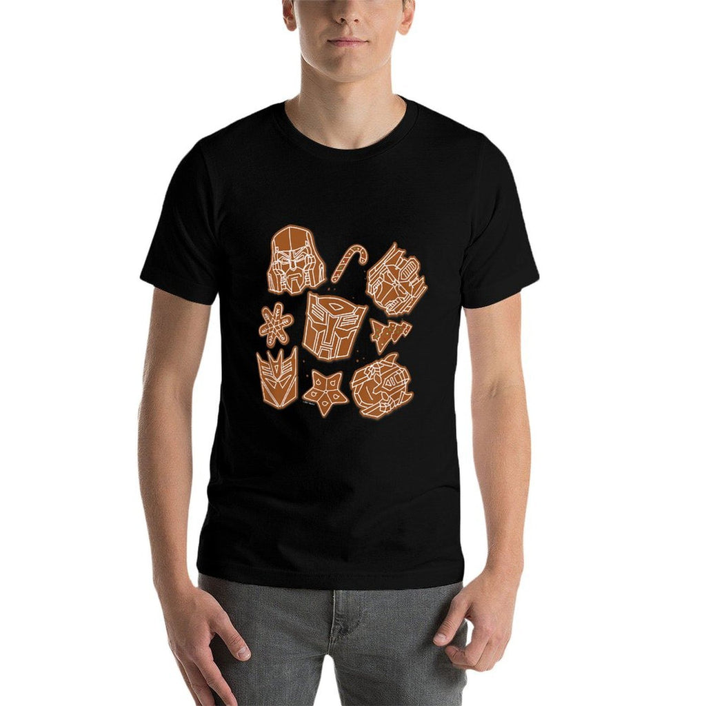 Transformers Christmas Gingerbread Cookies  Ribbed Collar T-Shirt
