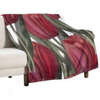 Flower Bouquet, Canva, Flowers, Tails, Pattern, Green, Red Eco-conscious Throw Blanket