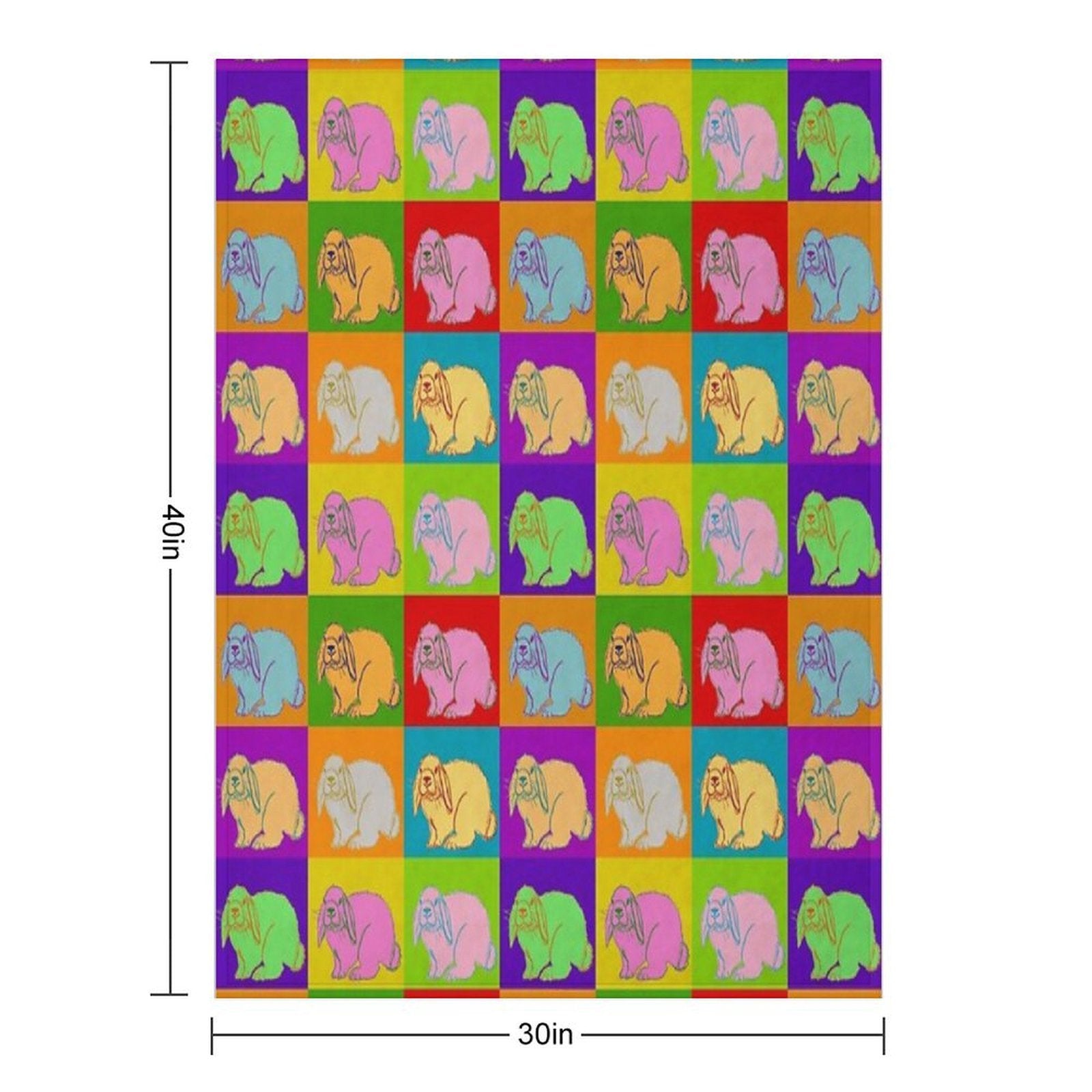 Lop Rabbit, Popart, Holland Lop, Mini Lop, French Lop, Retro, 70s, Original Art, Cute Bunny, 4H, Rabbits, Farm Animals Eco-conscious Throw Blanket