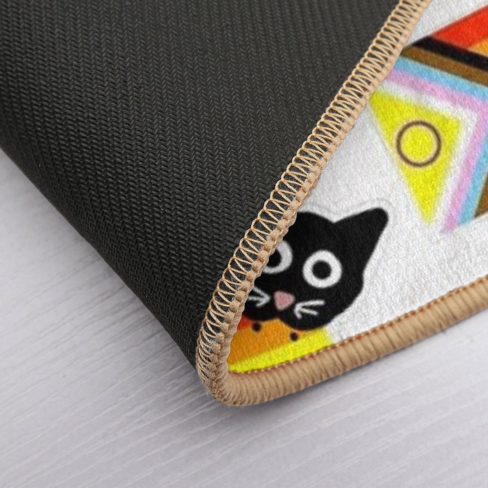 Biting Kitty Progress Pride Flag  Odorless Bath Mat