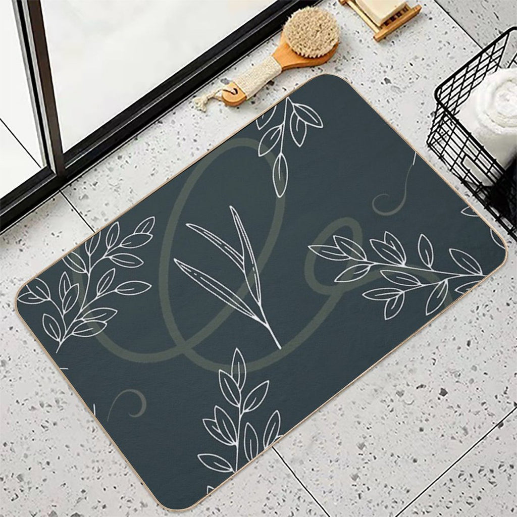 Leaves A Swirl Pattern Dusky Blue  Versatile Bath Mat