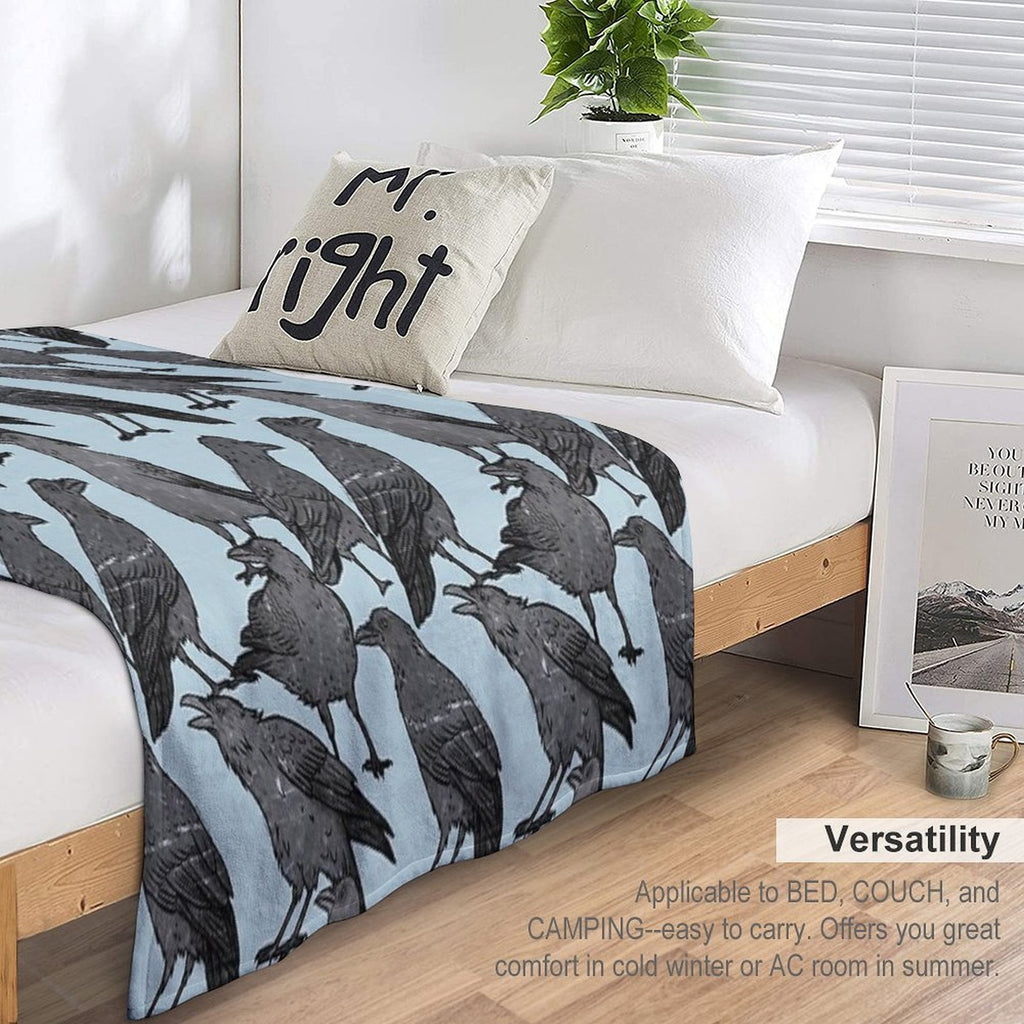 Cute Crow Pattern All-season Throw Blanket