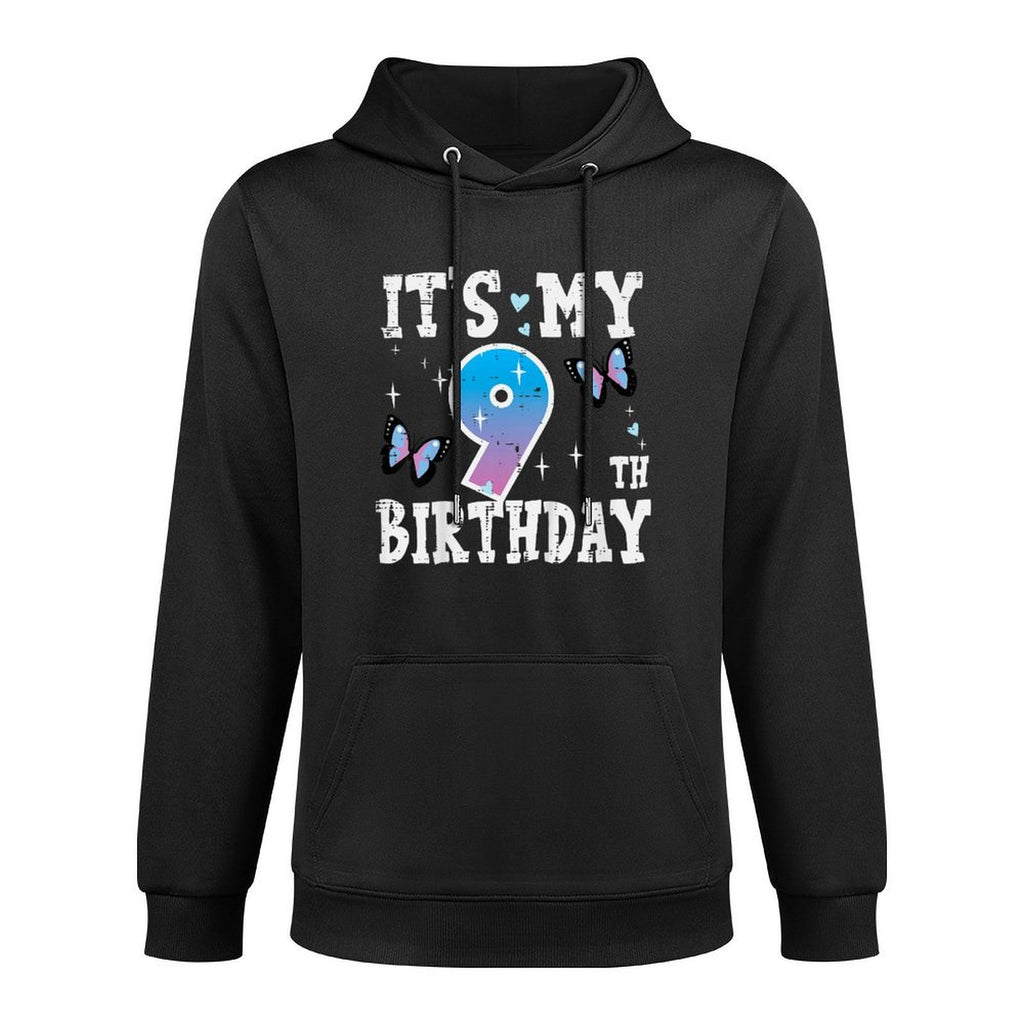 Kids Its My 9th Birthday Butterflies 9 Nine Year Old Bday Girls Easy Care Hoodie