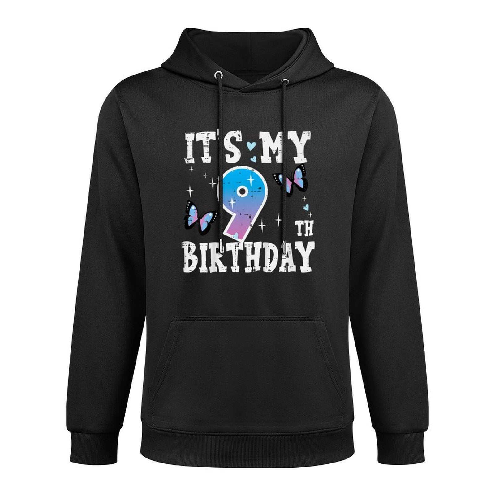 Kids Its My 9th Birthday Butterflies 9 Nine Year Old Bday Girls Easy Care Hoodie