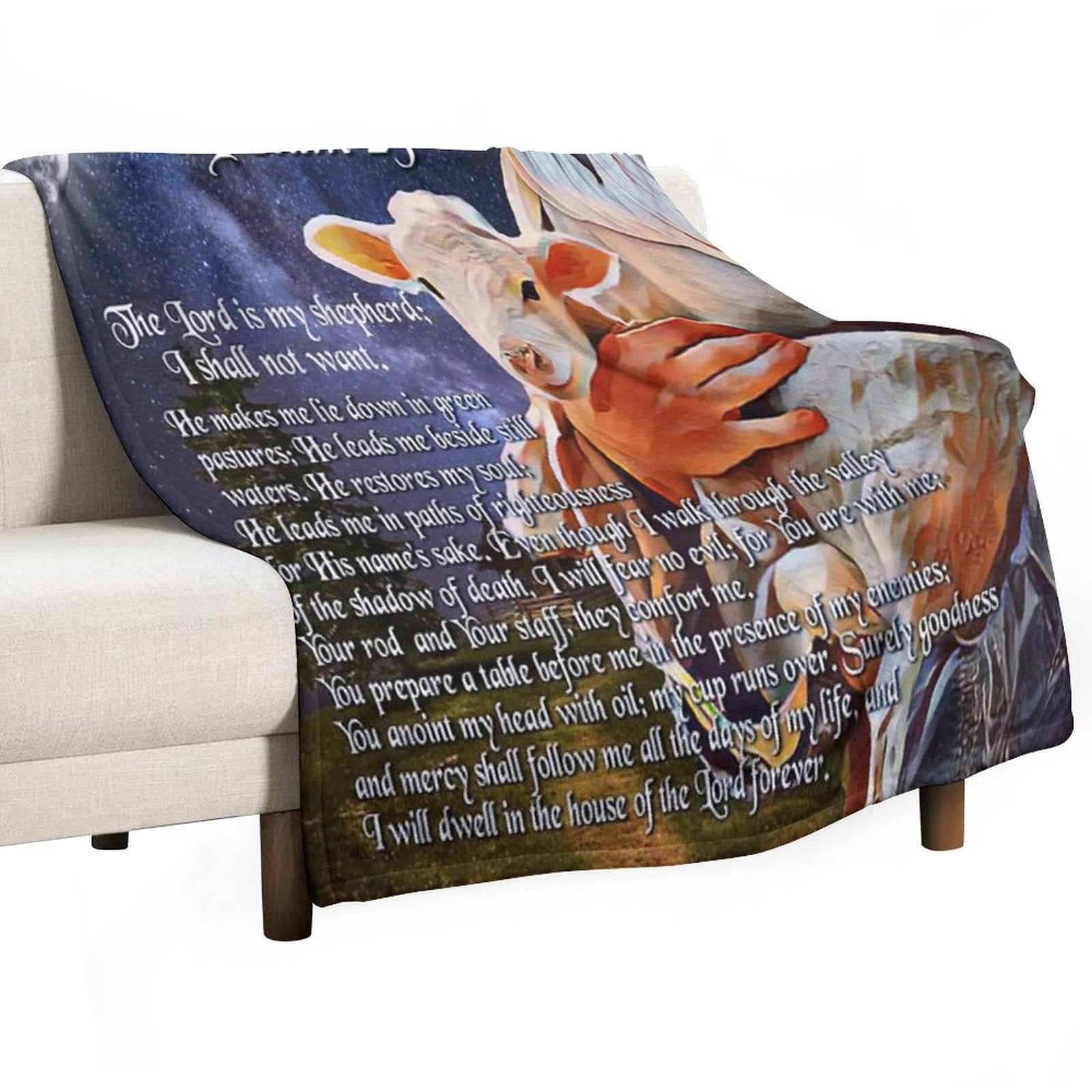 Psalm 23 Bible Verse Velvety-soft Throw Blanket