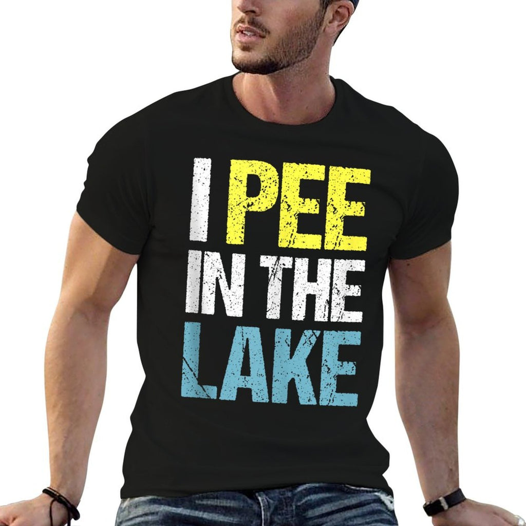 I Pee In The Lake Funny Summer Vacation  Heathered Texture T-Shirt