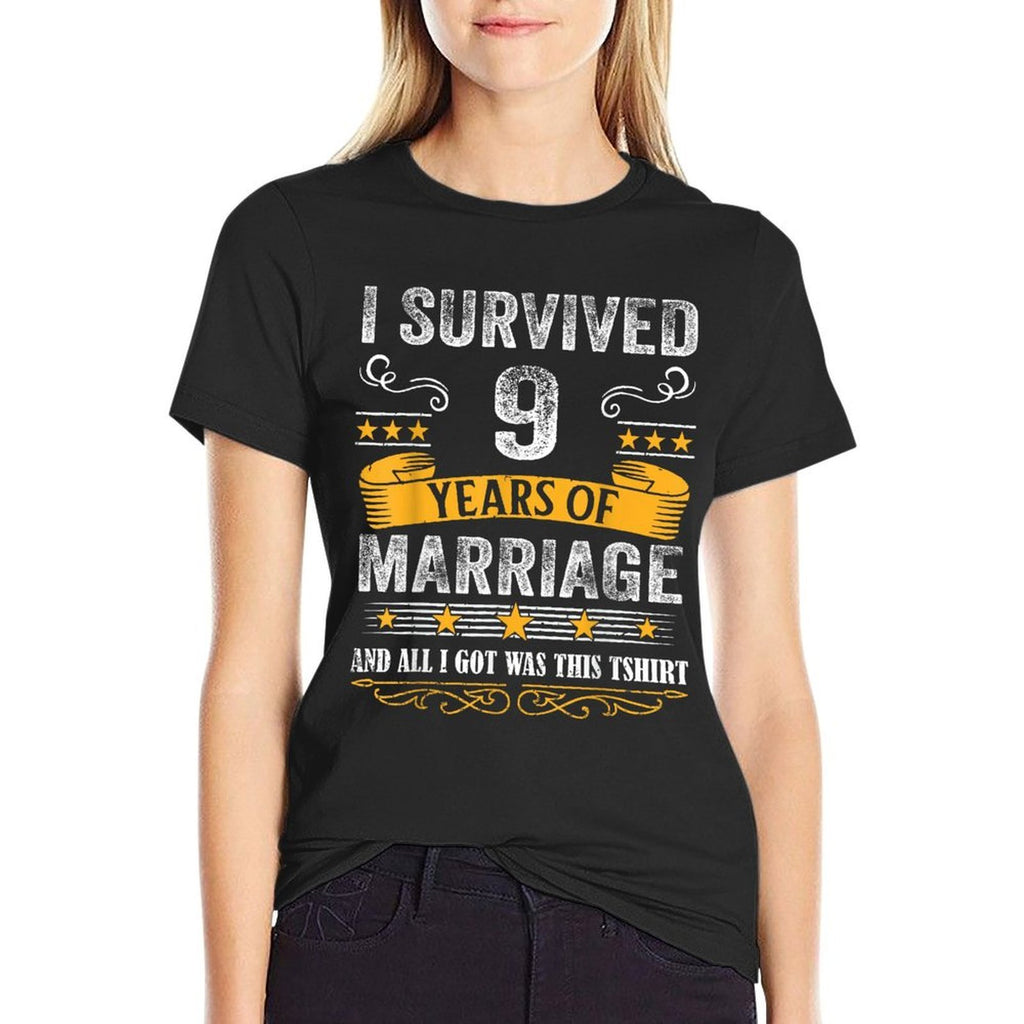9th Wedding Anniversary Shirt Couples Husband Wife 9 Years  Lightweight T-Shirt