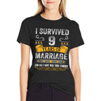 9th Wedding Anniversary Shirt Couples Husband Wife 9 Years  Lightweight T-Shirt