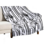 Monochrome Roses & Stripes – Modern Black And White Floral Art Quick-dry Throw Blanket
