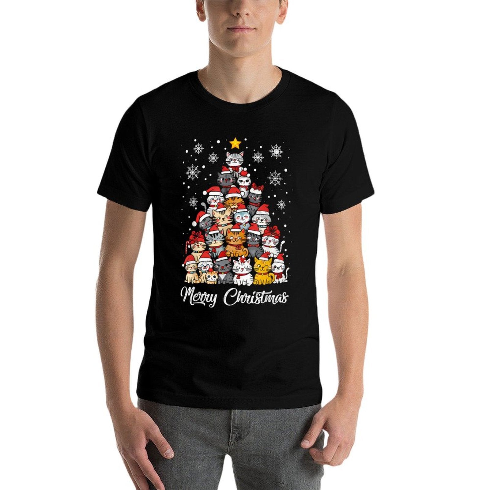 Meowy Catmas Cat Christmas Tree Xmas Girls Boys Funny Santa  Eco-friendly Material T-Shirt