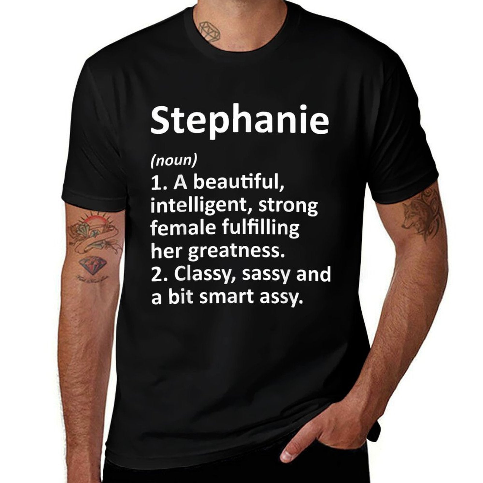 STEPHANIE Definition Personalized Name Funny Christmas Gift  Rolled Sleeves T-Shirt