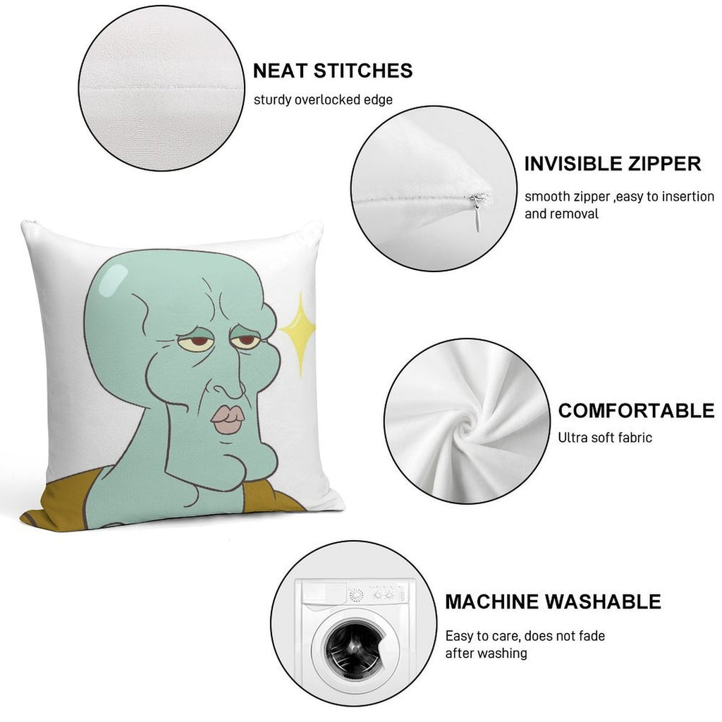 Handsome Squidward Soft Fade-Resistant Throw Pillow