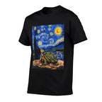 Cute Tortoise Turtle - Van Gogh Style - Starry Night  Oversized Silhouette T-Shirt