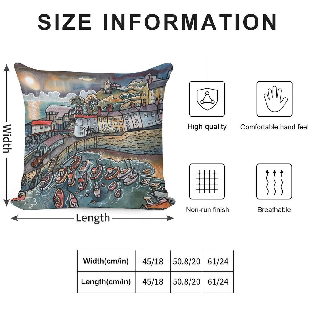 Beautiful Harbour, Tenby, Wales Soft Reinforced Edging Throw Pillow