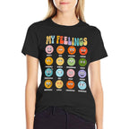 Groovy Retro My Feelings Chart Funny Hippie Face Emotions, Small  Soft T-Shirt