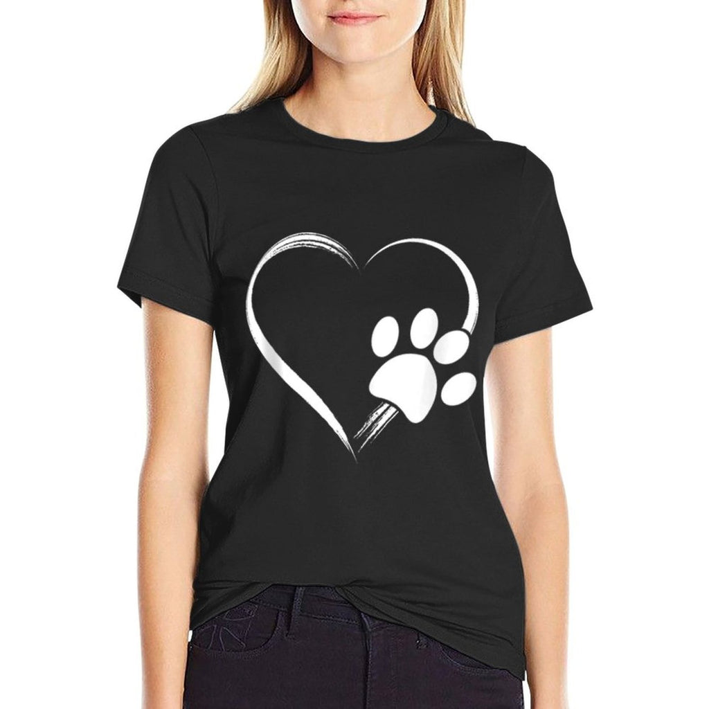 Dog Paw Print Heart - Gift for Mom - Gift for Dad  Stretchy T-Shirt