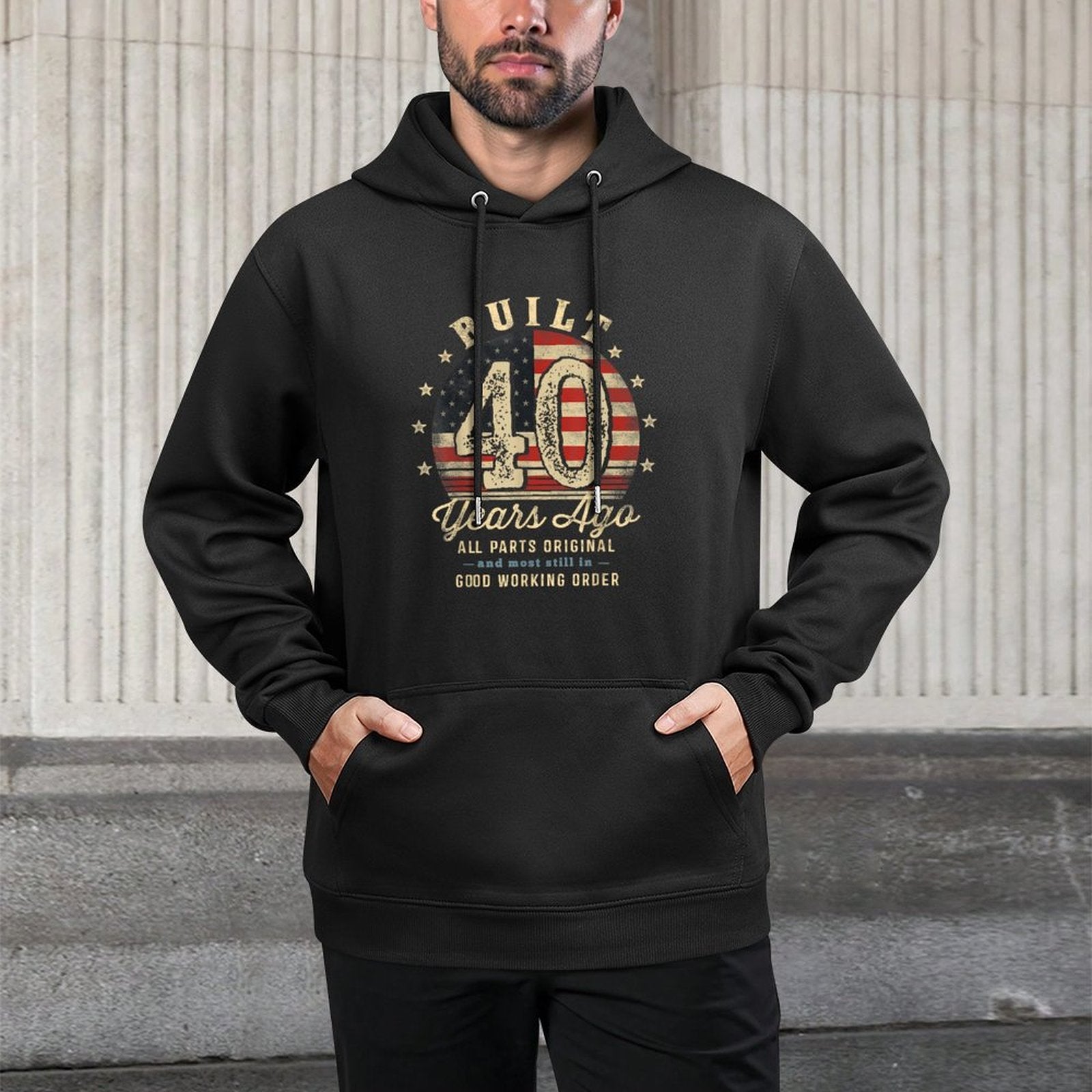 Built 40 Years Ago Funny 40th Birthday USA Layering Staple Hoodie