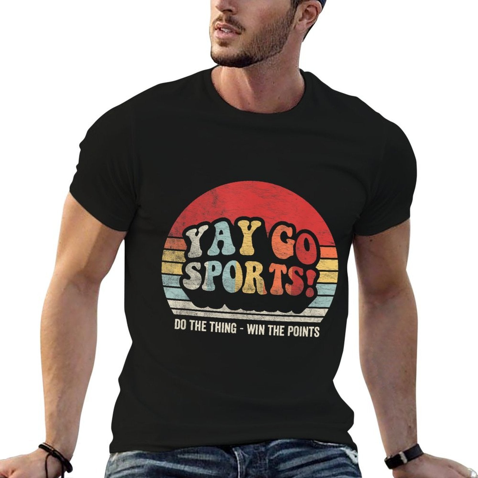 Vintage Retro Yay Go Sports! Funny Sports  Graphic-printed T-Shirt