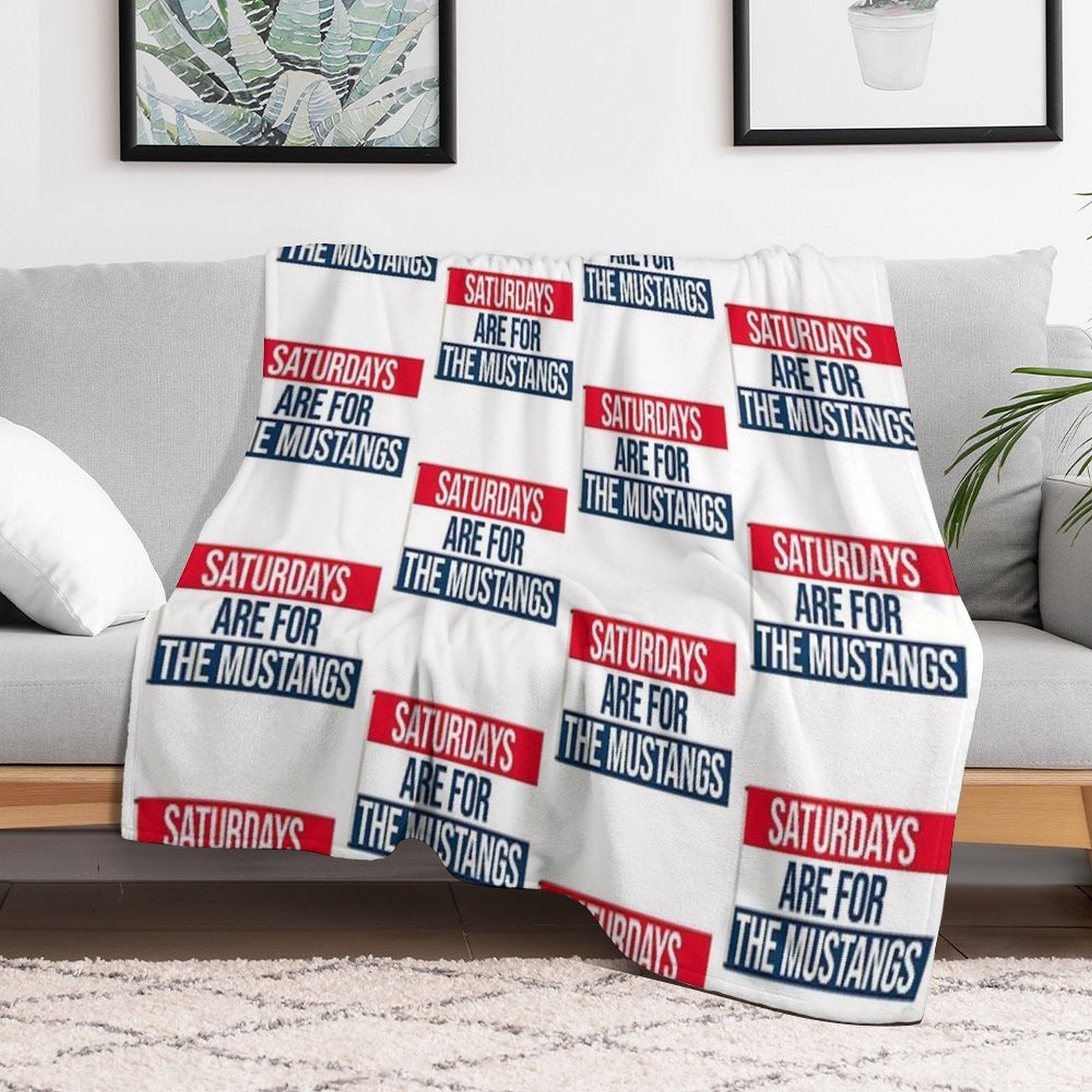 Saturdays Are for The Smu Mustangs Plush Throw Blanket