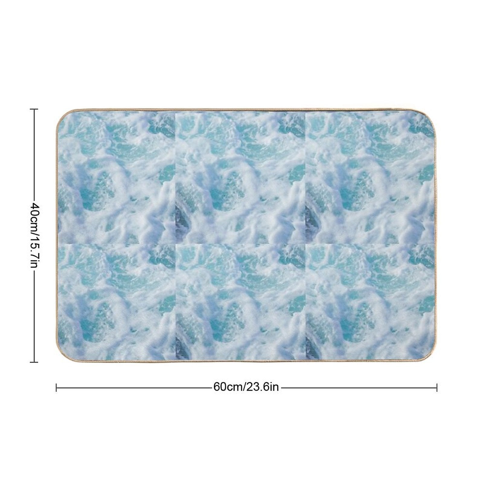 BLUE OCEAN WAVE COLLECTION  Non-Slip Bath Mat